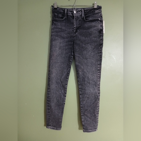 Frame Le One Skinny Crop Jeans In Hughes Black gray Mid Rise Whiskered Size 1 - Picture 1 of 10